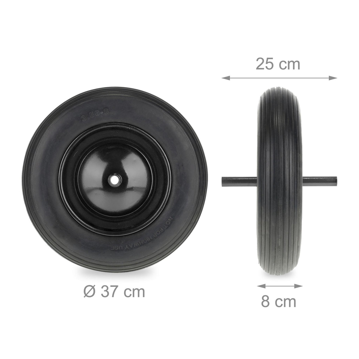 Wheel for wheelbarrow 3.50-8 with fixed axle