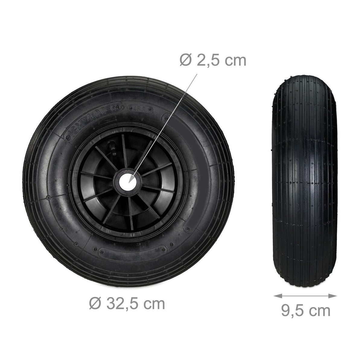 Wheel for wheelbarrow solid rubber 4.00-6