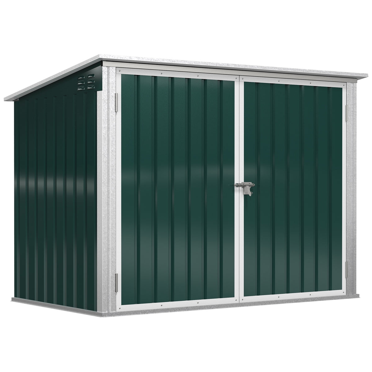 Wheelie Bin Box, Lockable Bin Box For 2 Tonnes, Steel, Green, 178.5 X 104.5 X 128.5/113 Cm