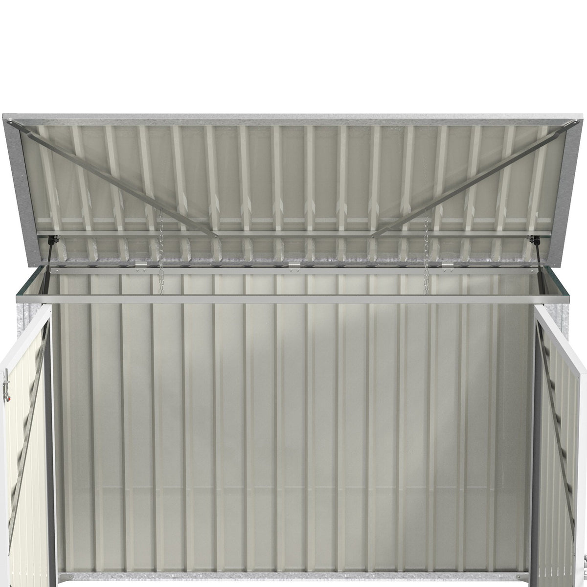 Wheelie Bin Box, Lockable Bin Box For 2 Tonnes, Steel, Green, 178.5 X 104.5 X 128.5/113 Cm