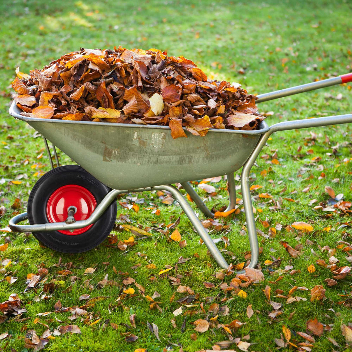 Wheels for wheelbarrow with pneumatic tires and axle