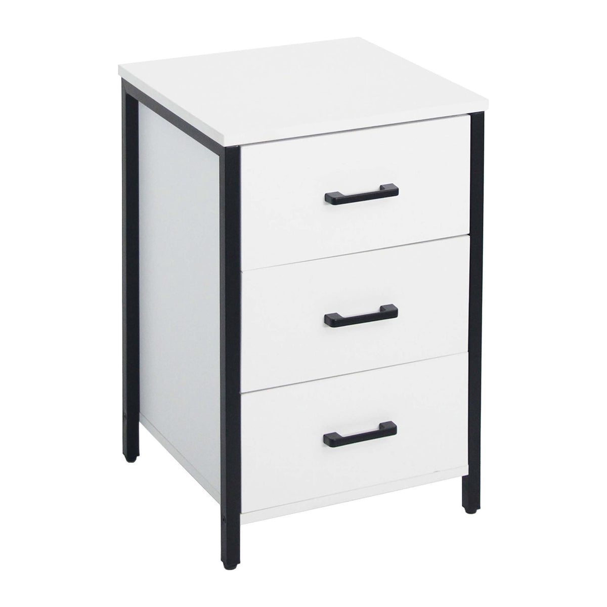 White 3-Drawer Bedside Table, 60x40x40 cm