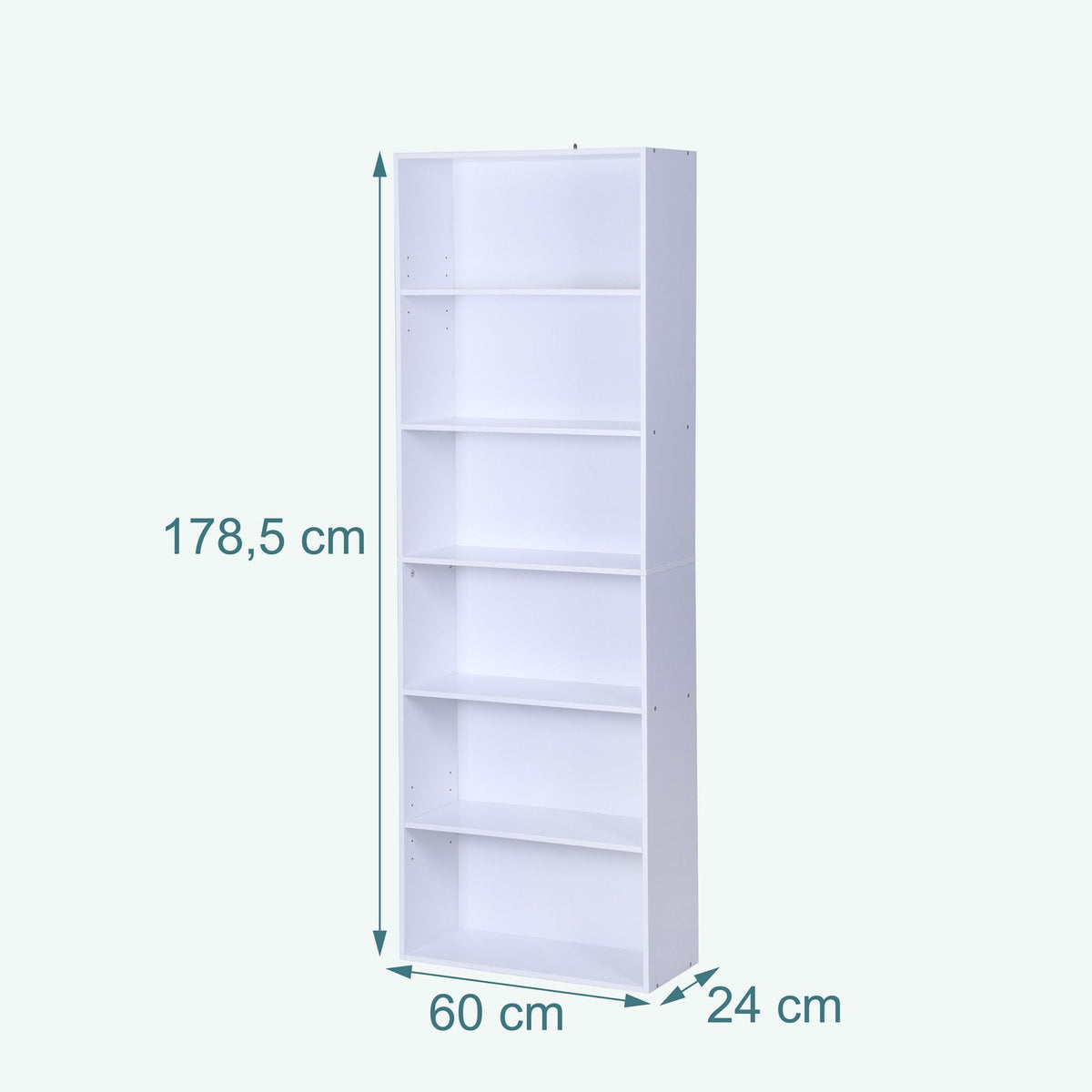 White Adjustable Shelf Bookcase, 100 cm