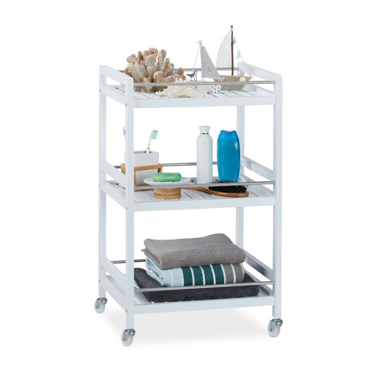White Bamboo Serving Trolley