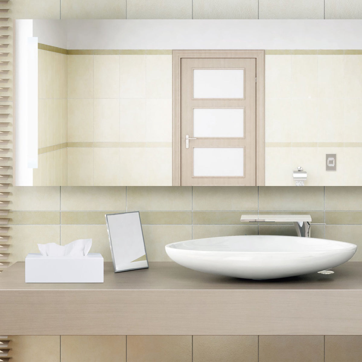 White Bamboo Tissue Box