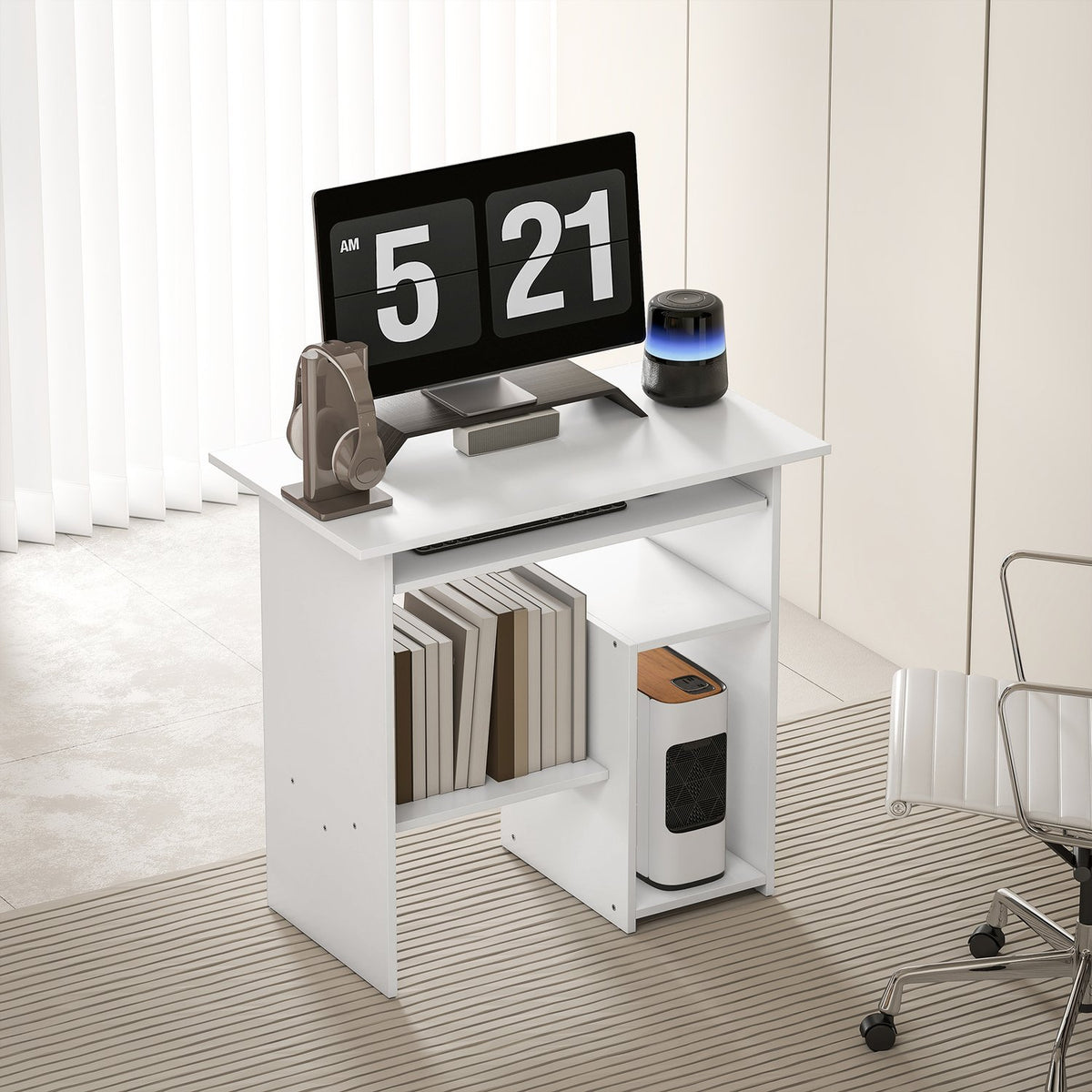 White Computer Desk, Chipboard, 80 x 45 x 75 cm