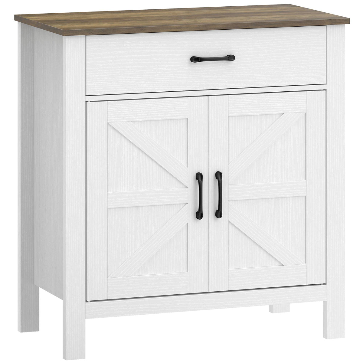 White Farmhouse Sideboard with Sliding Doors and Adjustable Shelf