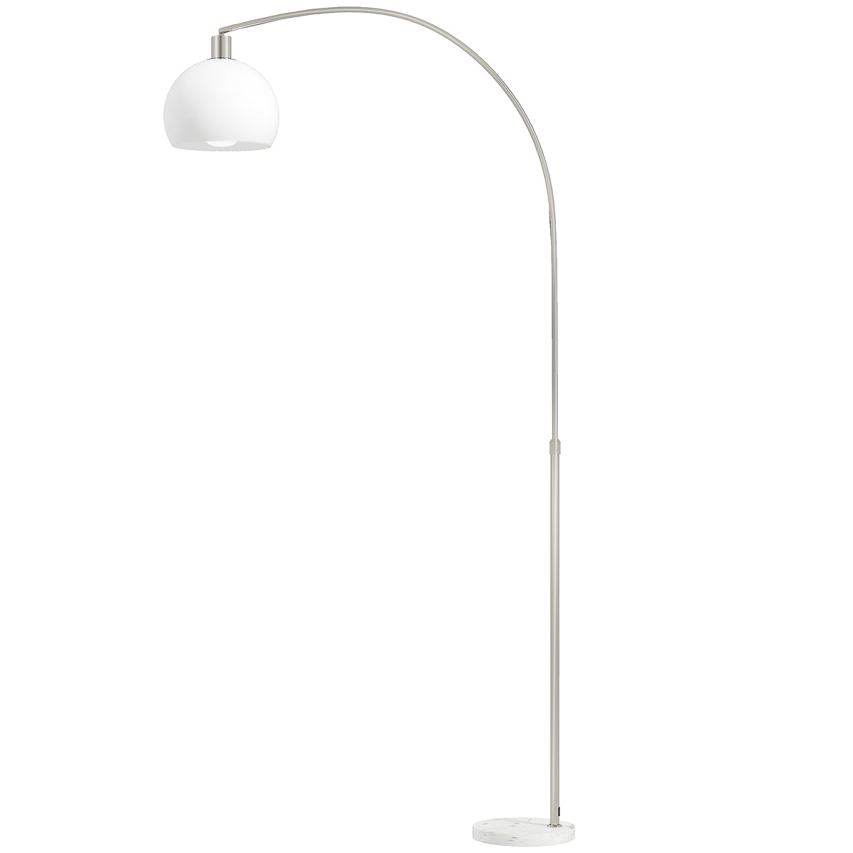 White Floor Lamp, Curved Head, Marble Base, Foot Switch
