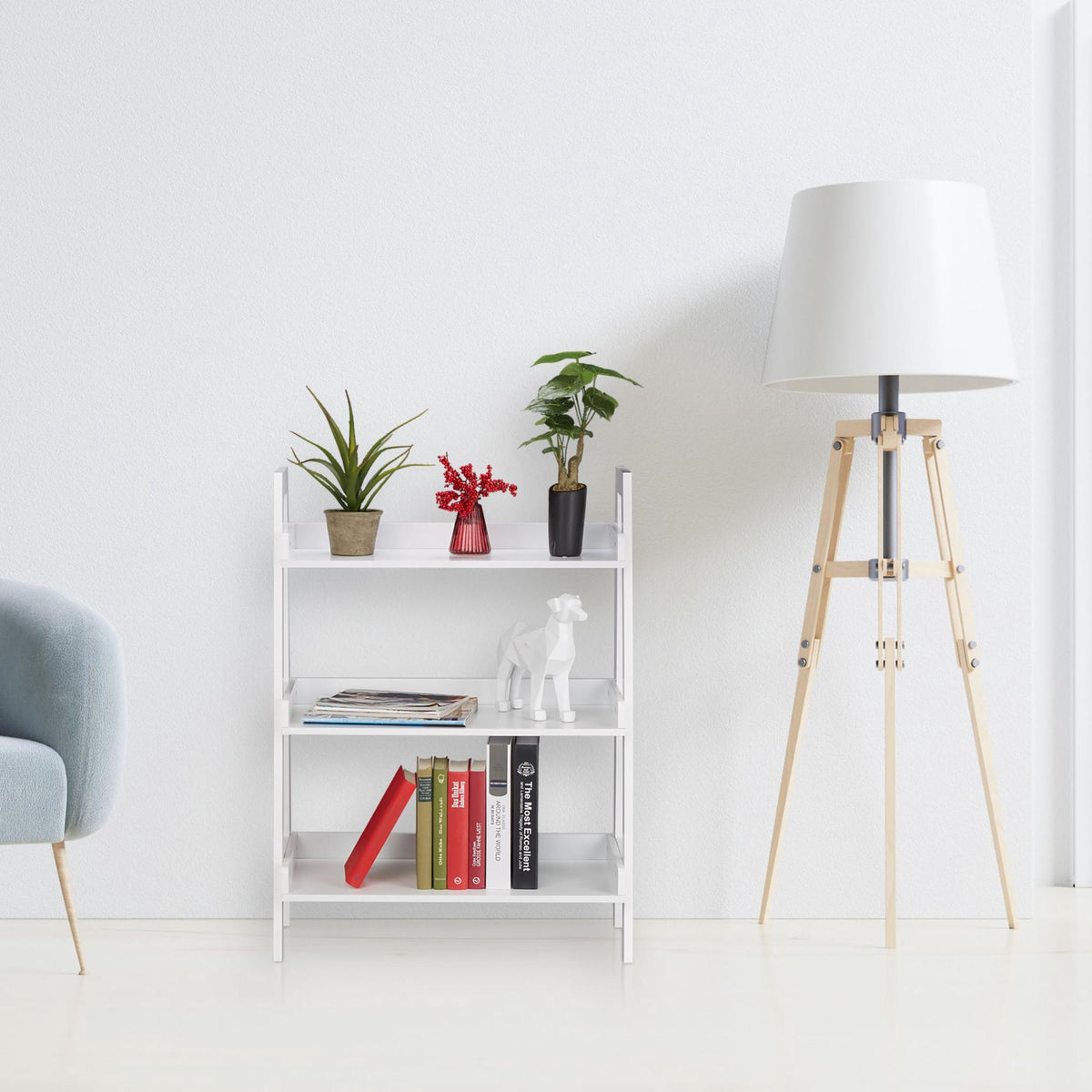 White Freestanding Shelf with 4 Levels