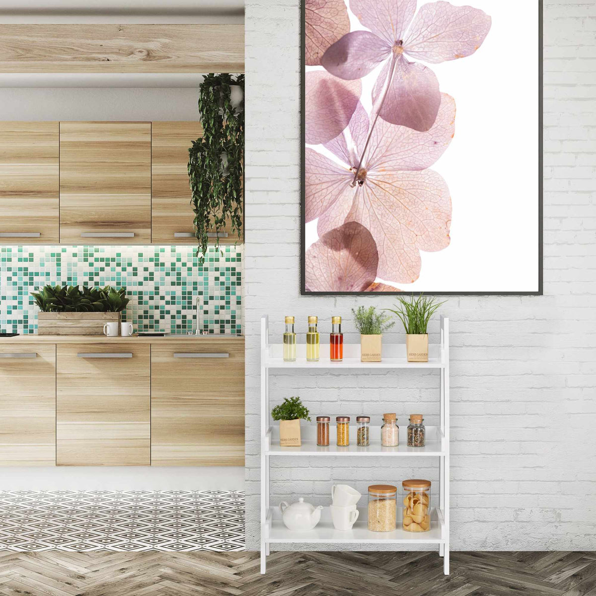 White Freestanding Shelf with 4 Levels