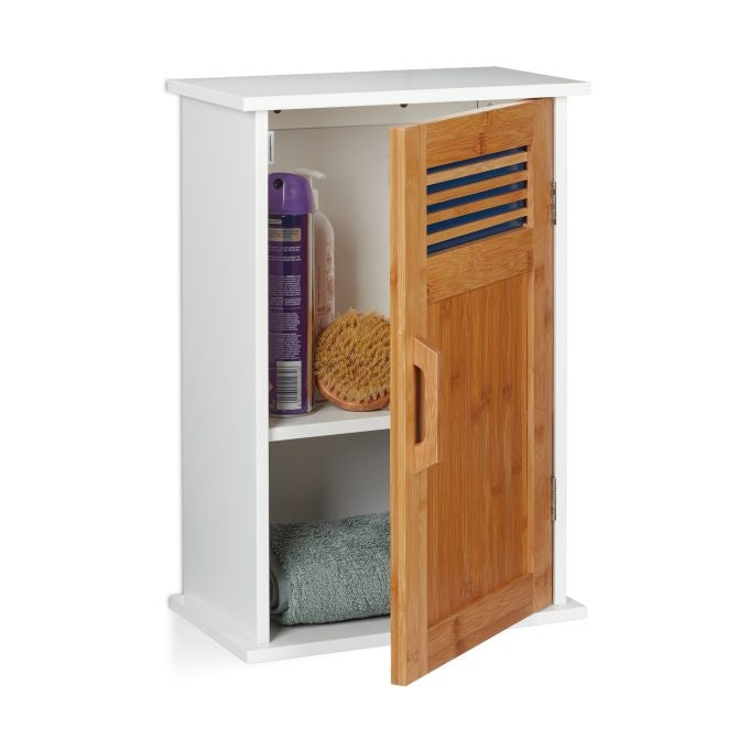 White Hanging Bathroom Cabinet with Door
