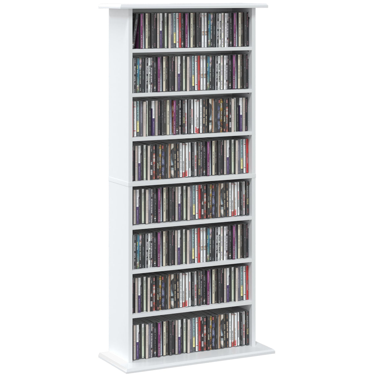 White Media Cabinet, 8 Shelves, Adjustable, Holds 360 CDs