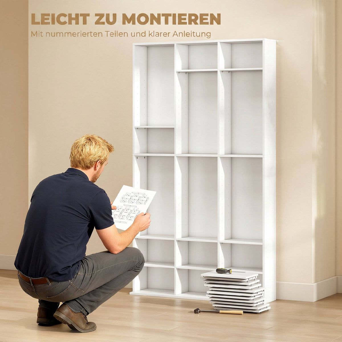 White Media Storage Shelf for 835 CDs or 500 DVDs