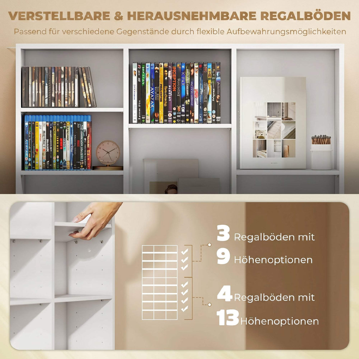 White Media Storage Shelf for 835 CDs or 500 DVDs