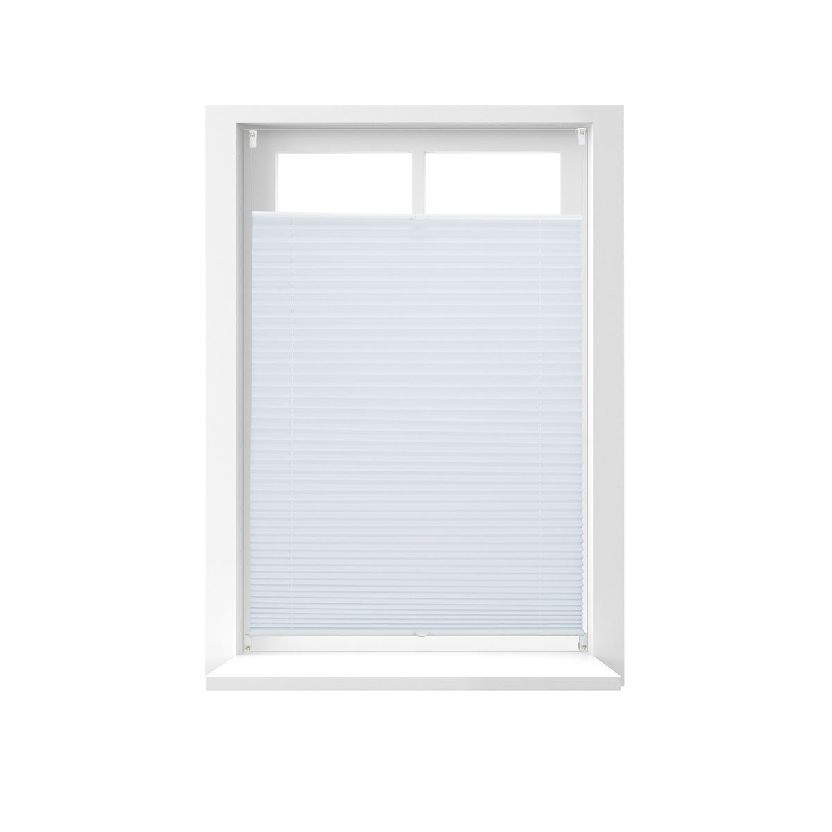 White No-Drill Pleated Blinds, Semi-Transparent