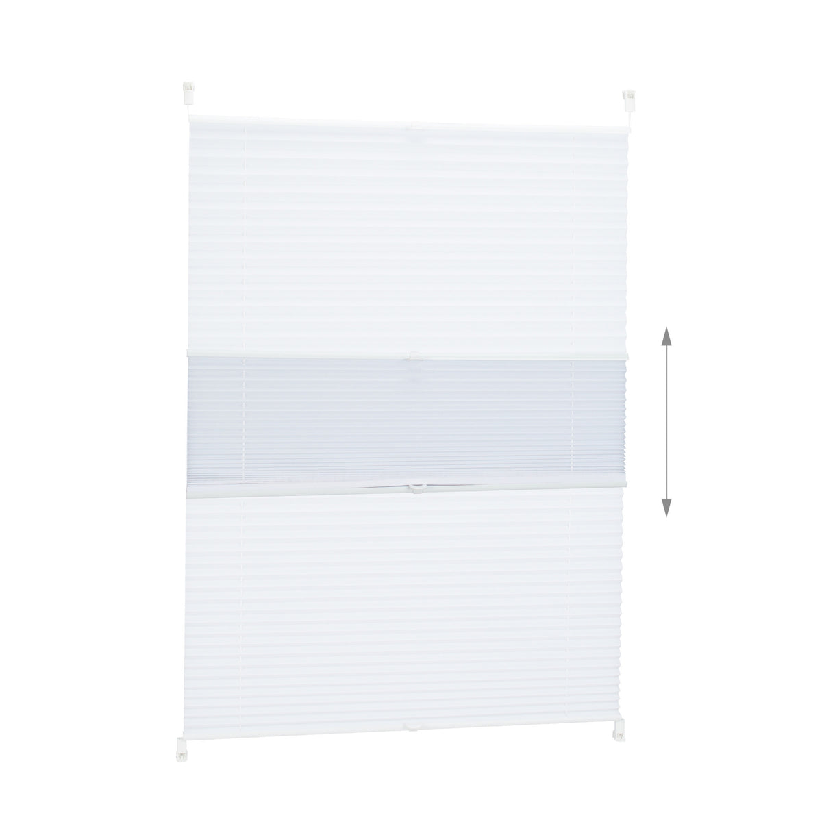 White No-Drill Pleated Blinds, Semi-Transparent