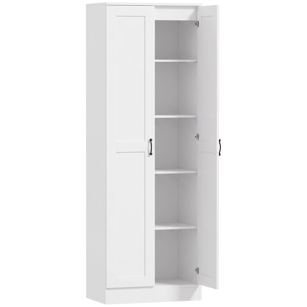 White Pantry Cabinet with Adjustable Shelves, 175 cm