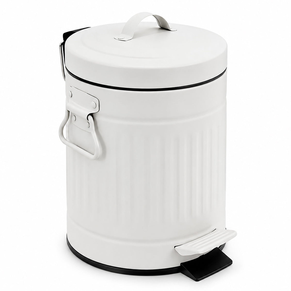 White Retro 3L Bathroom Pedal Bin with Soft-Close Lid