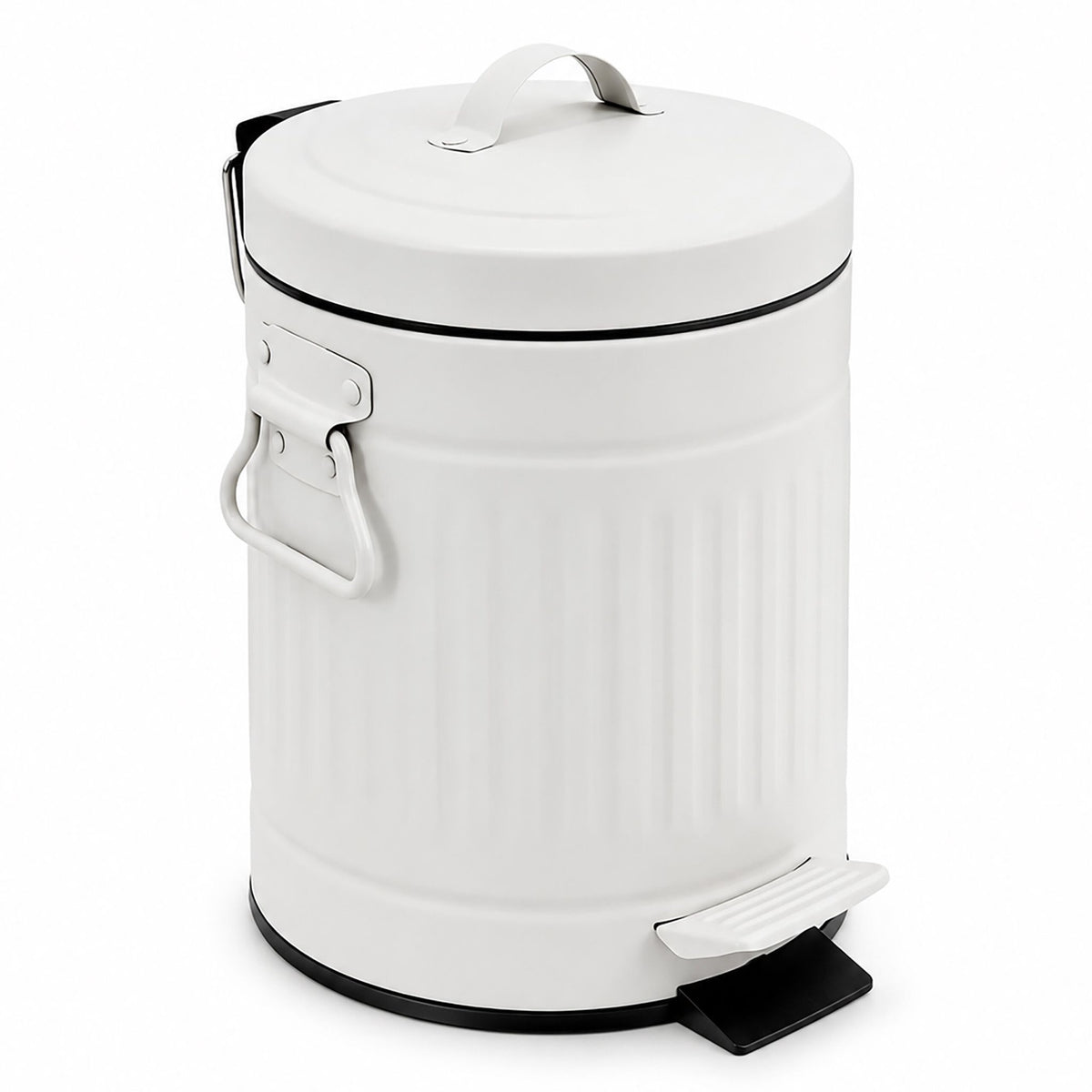 White Retro 3L Bathroom Pedal Bin with Soft-Close Lid