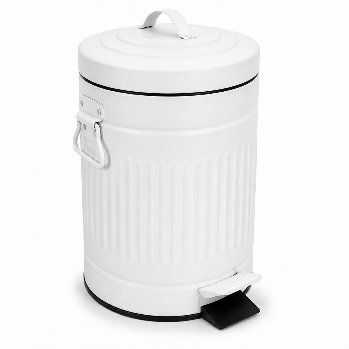 White Retro Bathroom Pedal Bin, 5 Litre Capacity