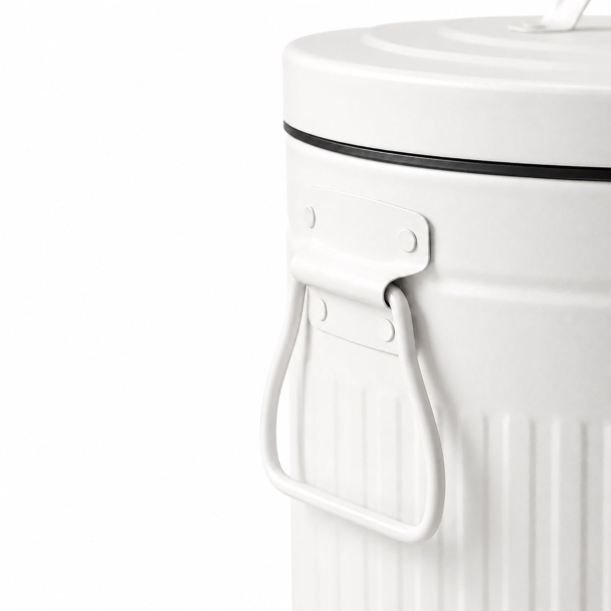 White Retro Pedal Bin, 12L Capacity, Soft-Close Lid