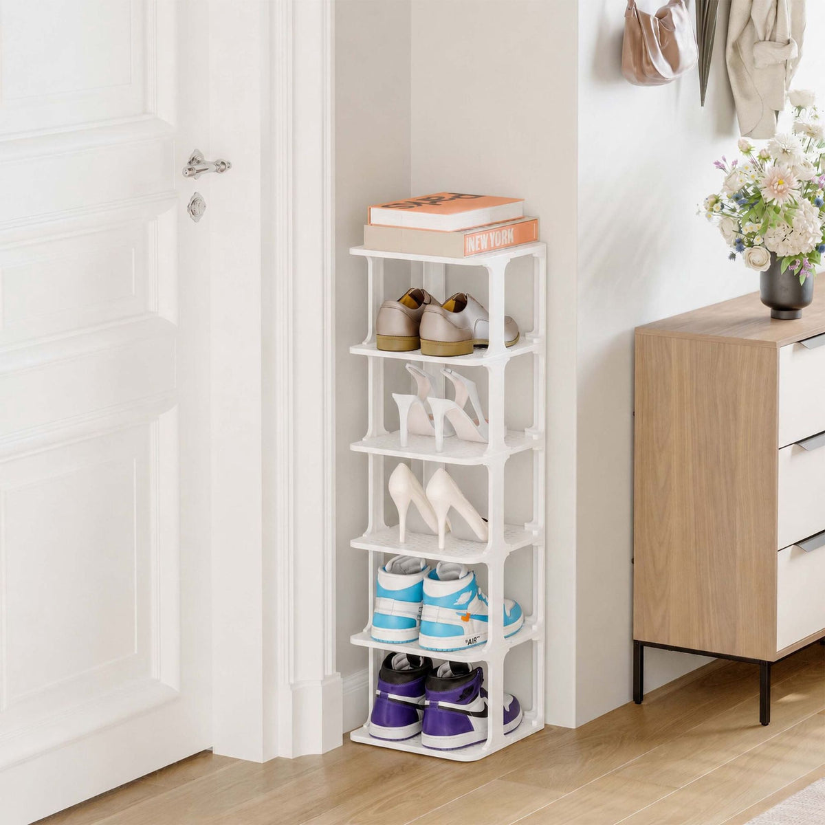 White Shoe Organizer, Pack of 6 – Slim, Space-Saving Design