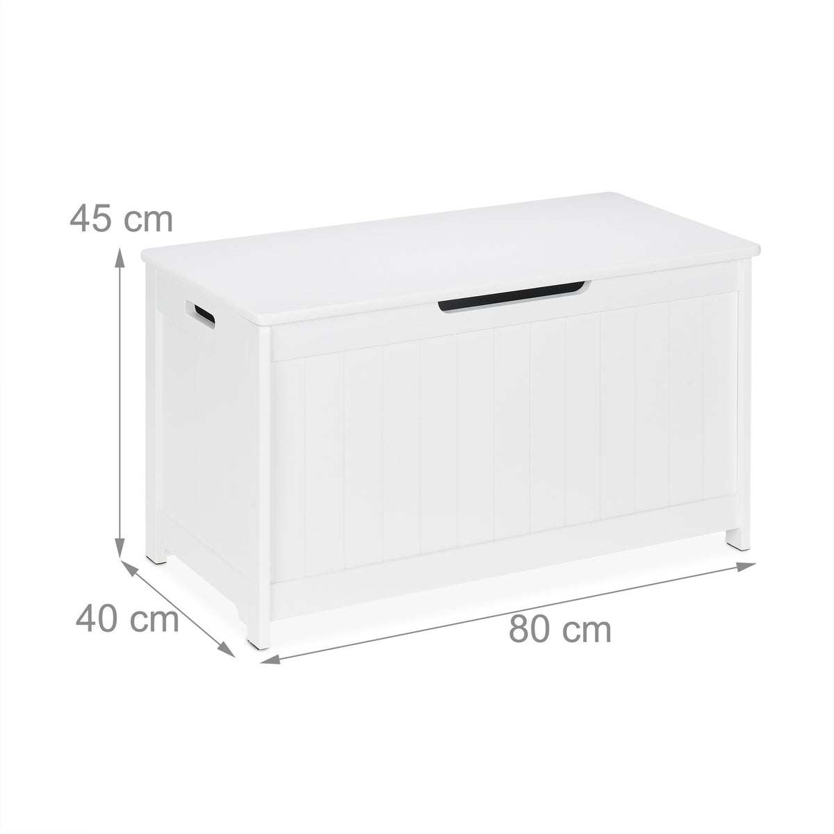 White Storage Chest with Lid – Slatted Design