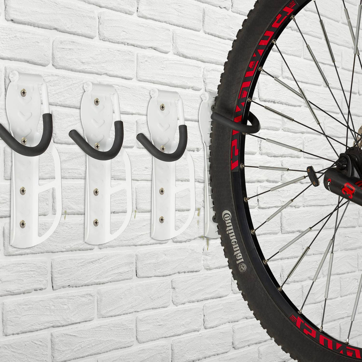 White bicycle holder wall set of 4