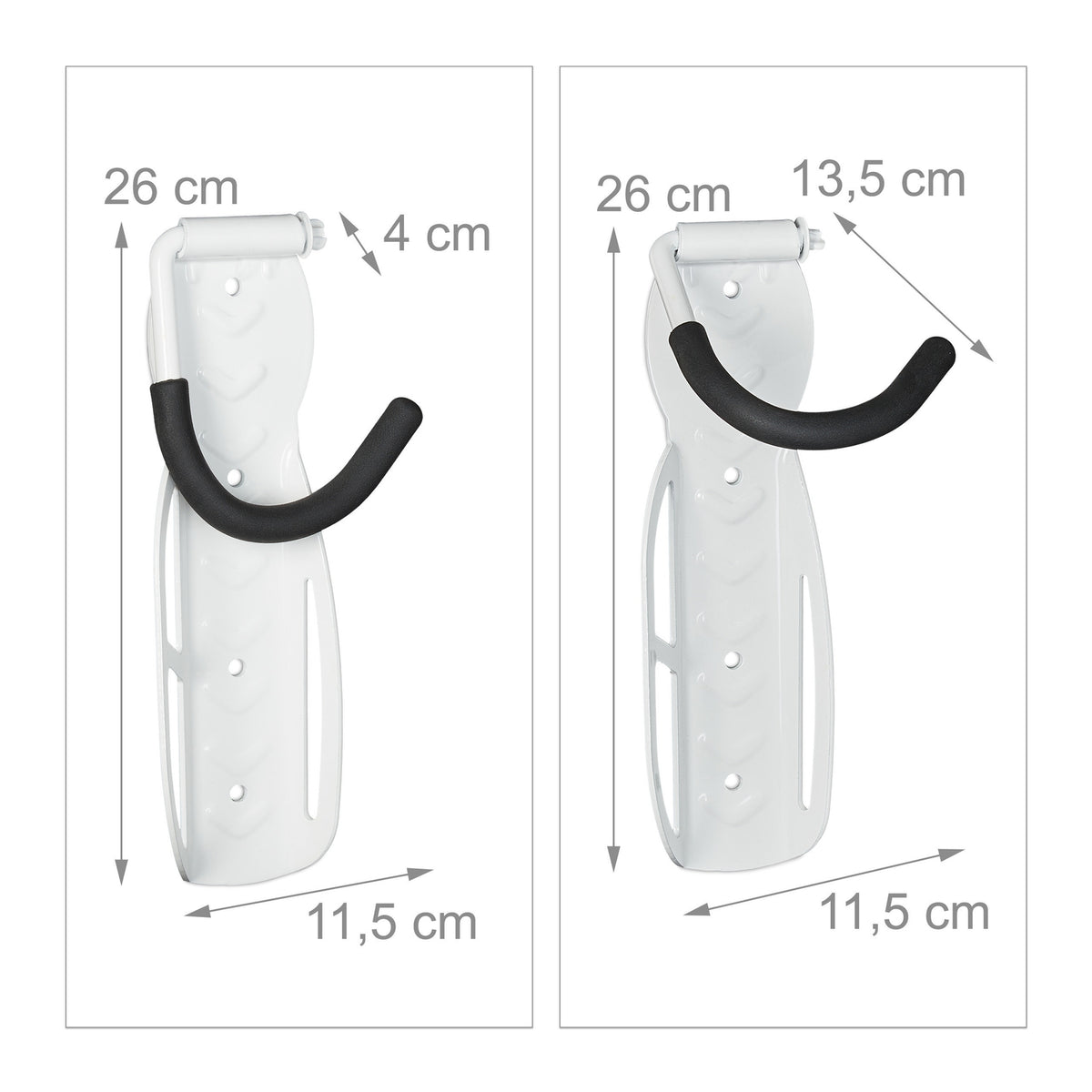 White bicycle holder wall set of 4