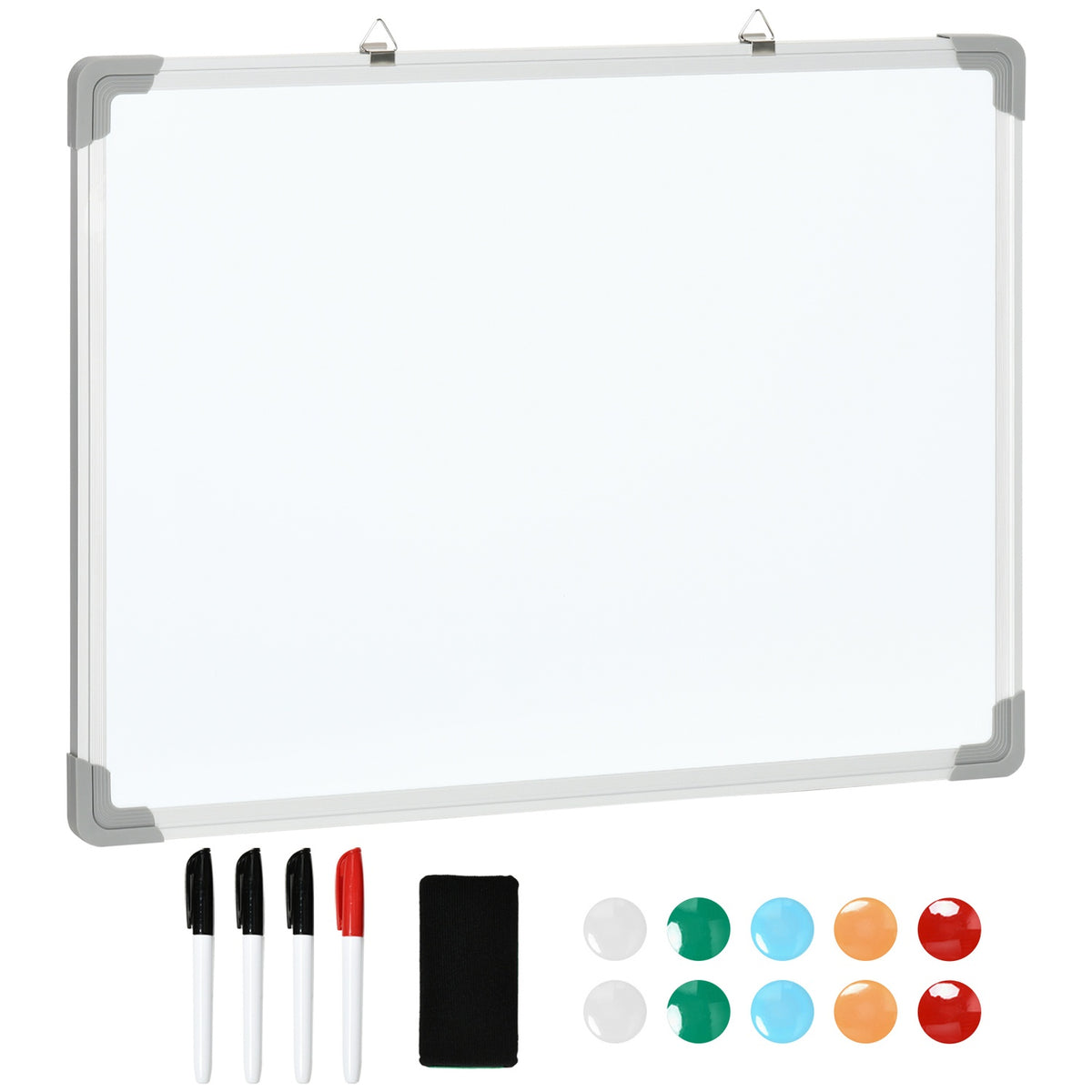 Whiteboard Magnetic Board With 4 Markers, 1 Eraser, 10 Magnets, Easel, Wall Mounted, 60X1.8X45Cm