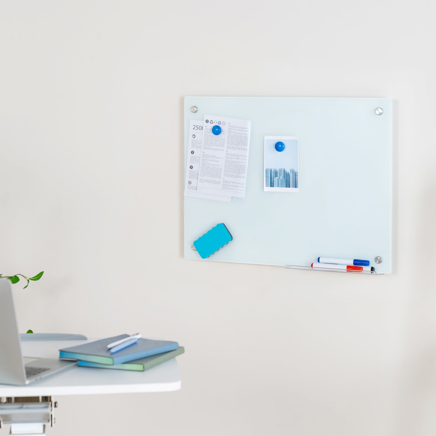 Whiteboard Wall-hung Glass 60x45 cm