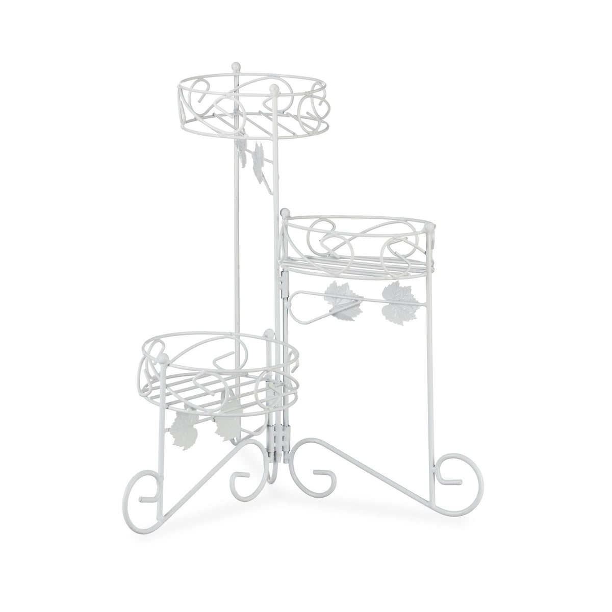 White flower pedestal in metal