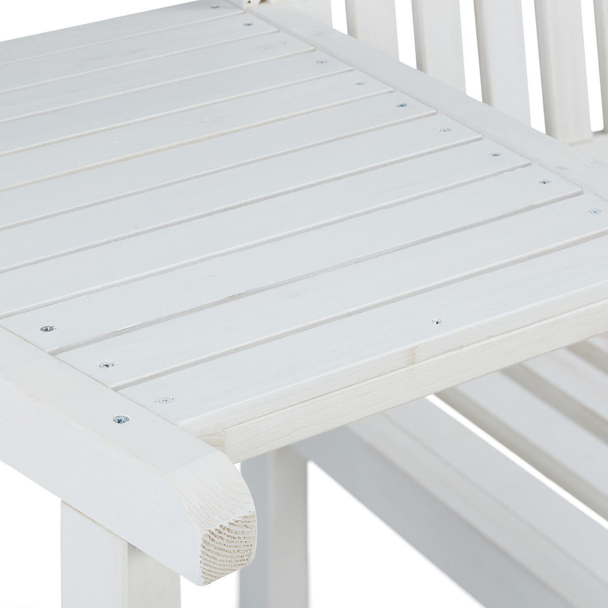 White garden bench with table
