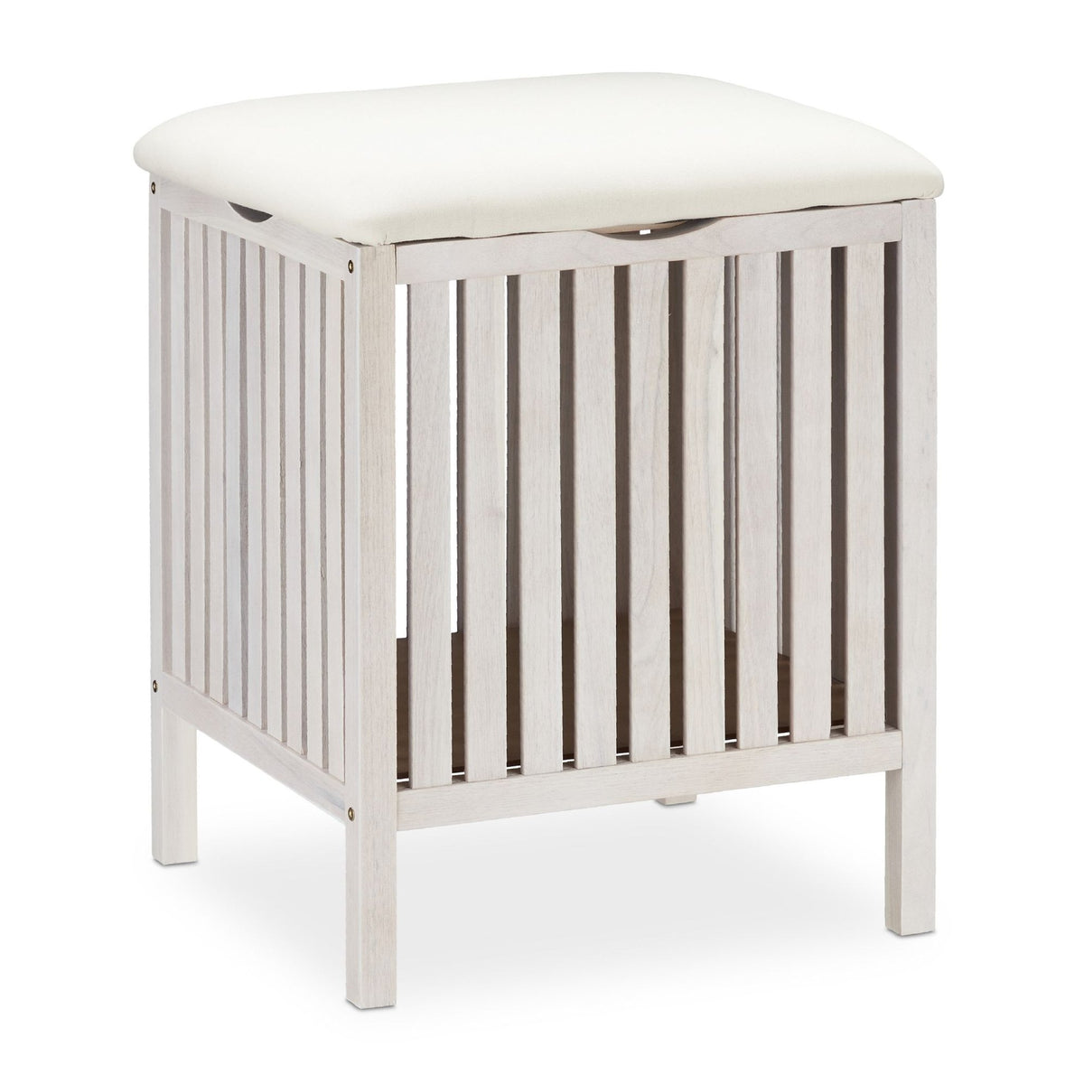 White laundry basket with seat