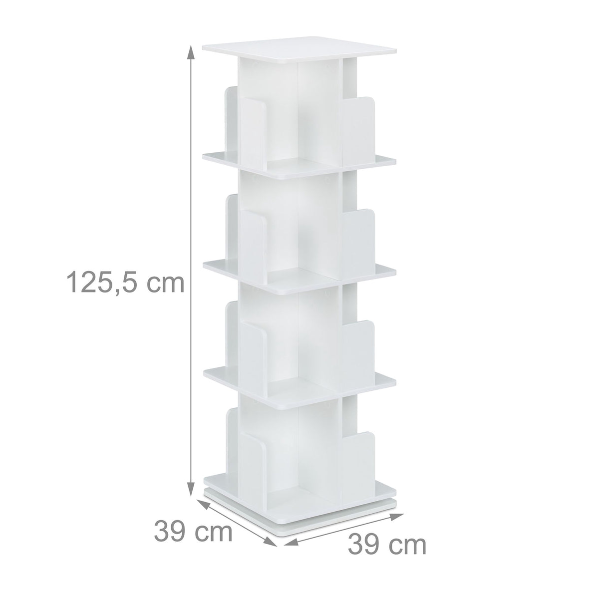 White rotating bookcase