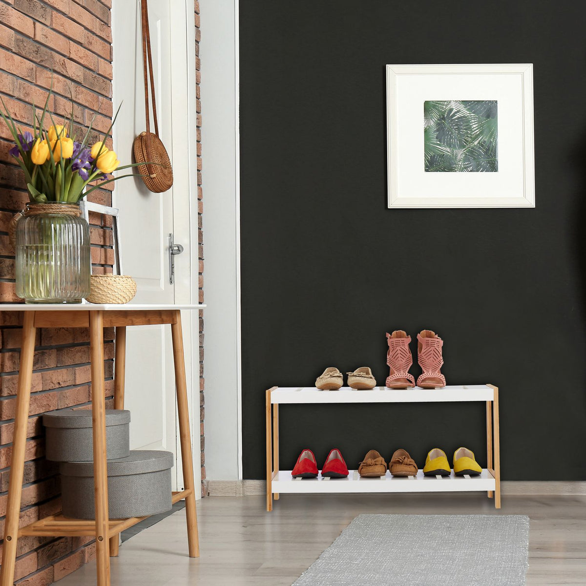 White shoe shelf with 2 levels