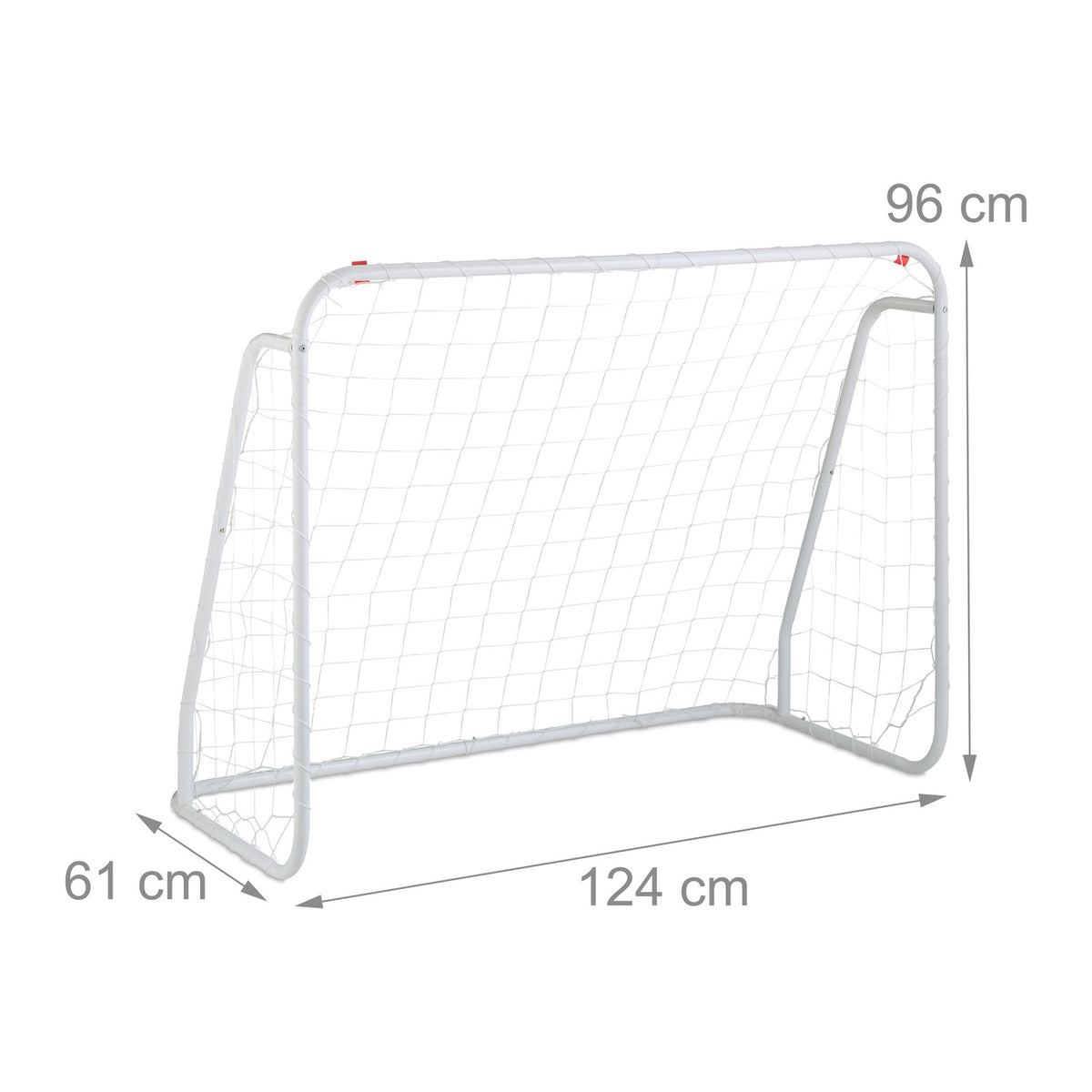 White soccer goal with steel frame