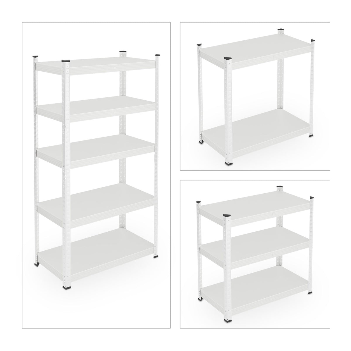 White strong metal shelf with 5 levels