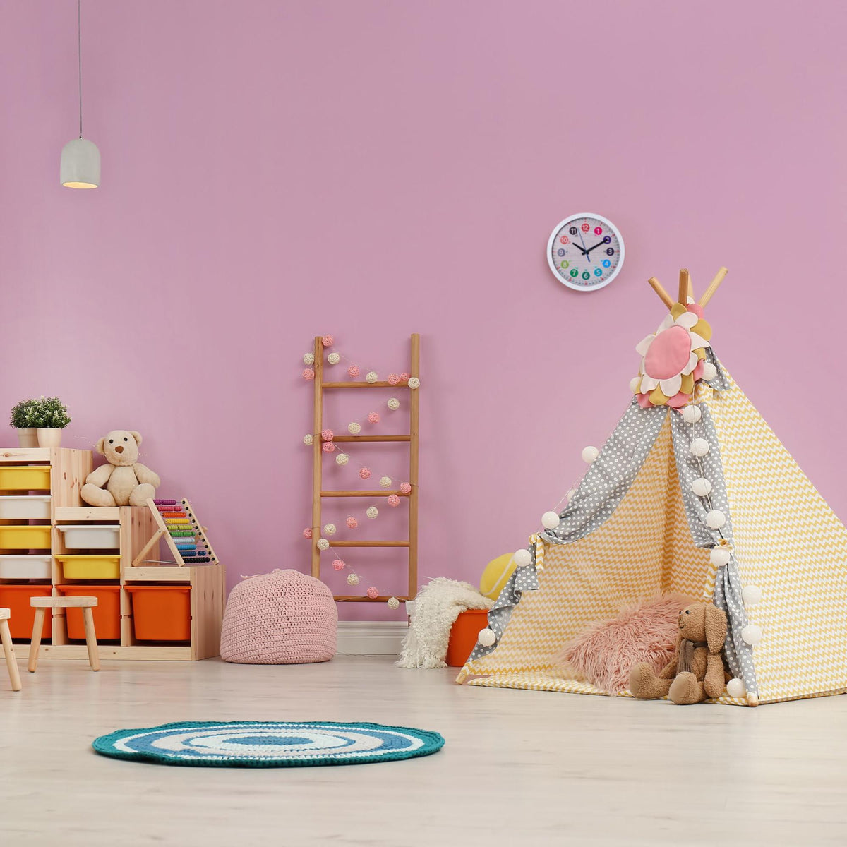 White wall clock for children