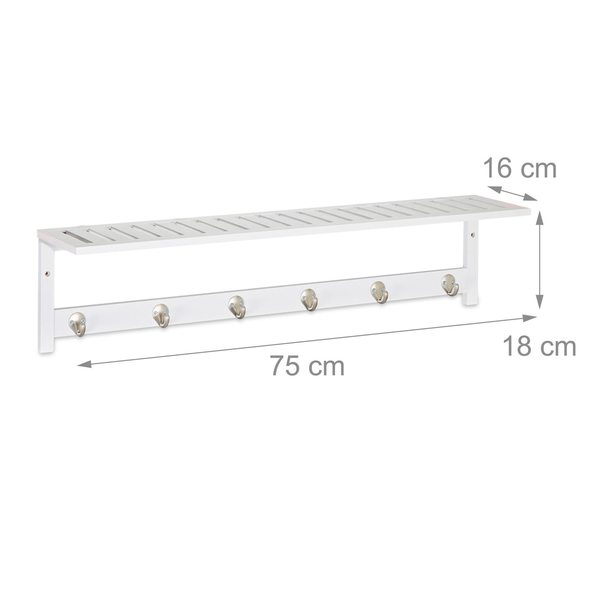 White wall coat hanger with shelf