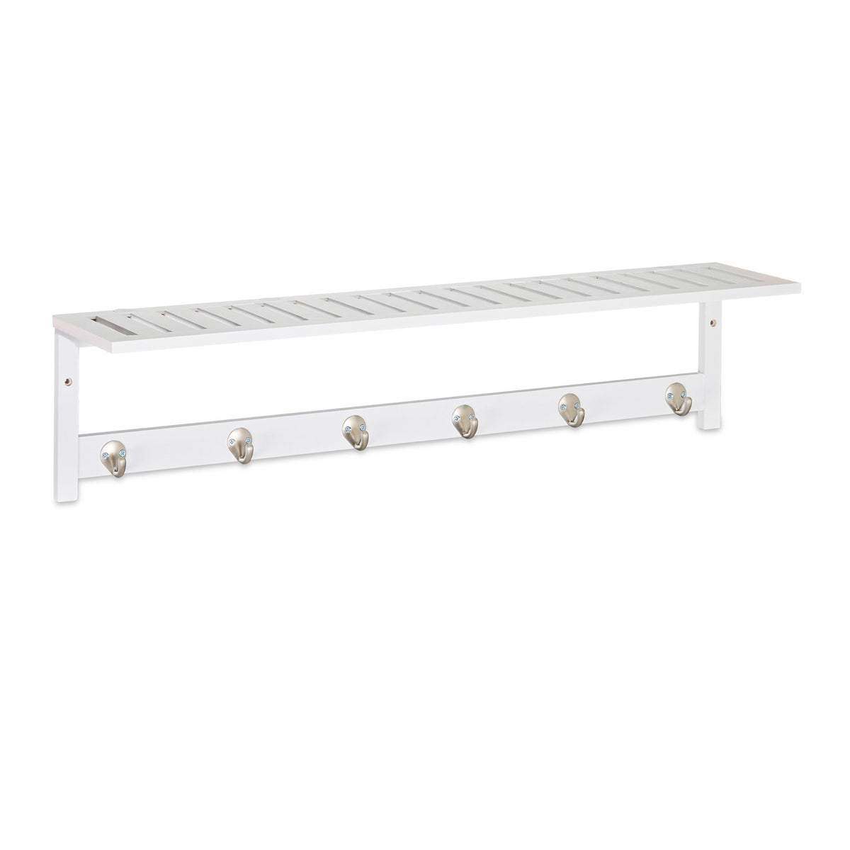 White wall coat hanger with shelf