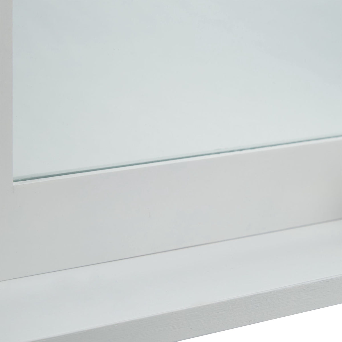 White wall mirror with shelf