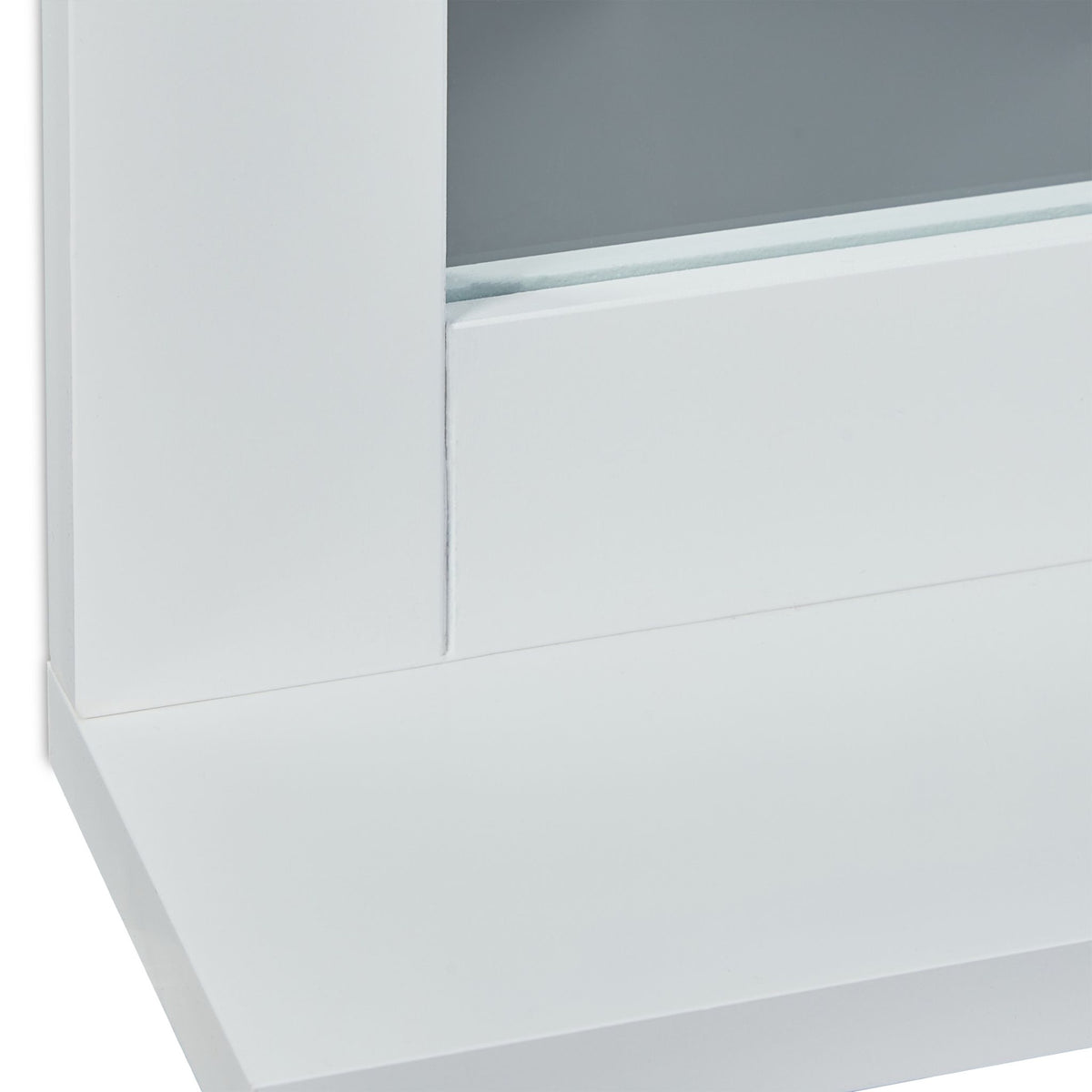 White wall mirror with shelf