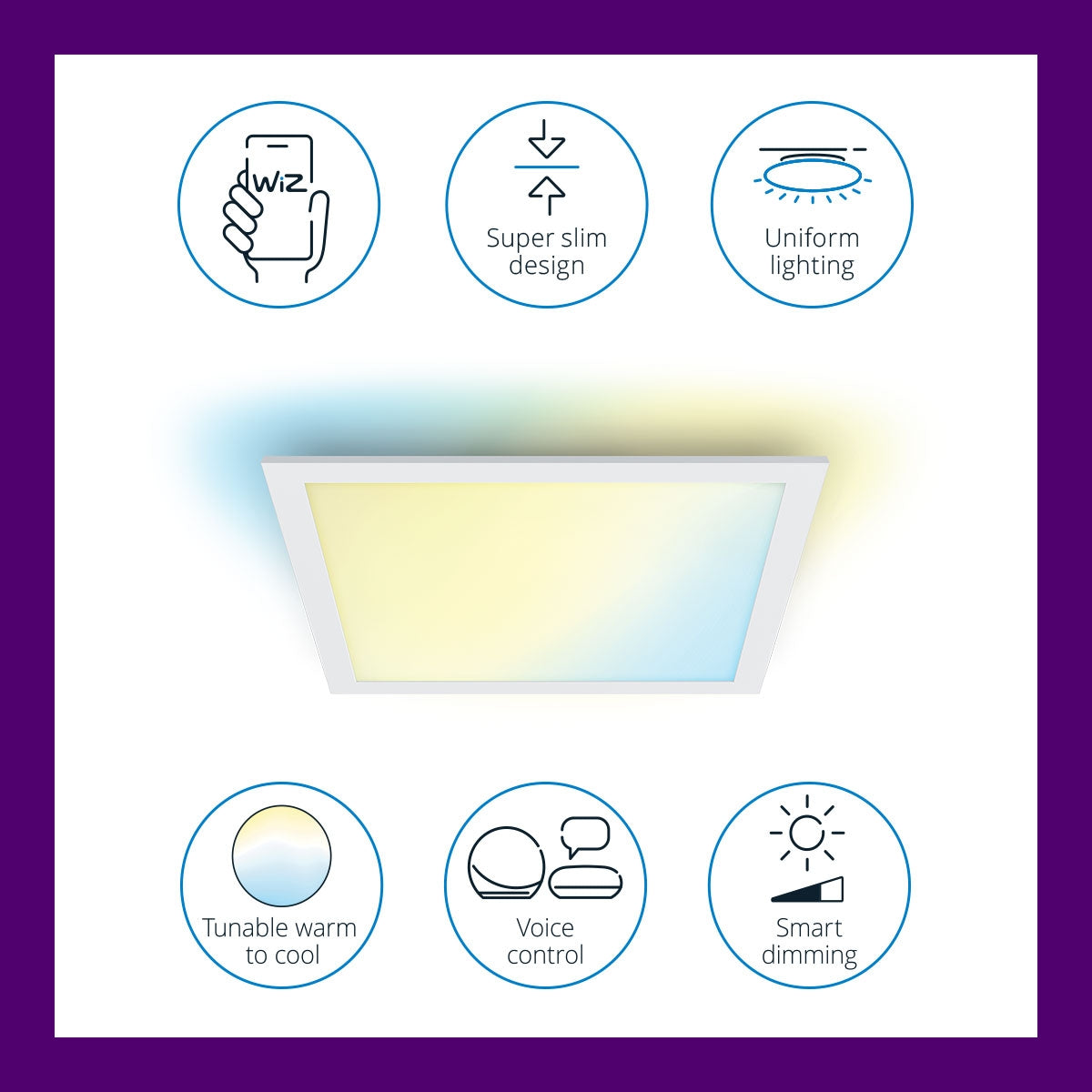 WiFi Panel Square 12W 1000ml Warm-cold white White