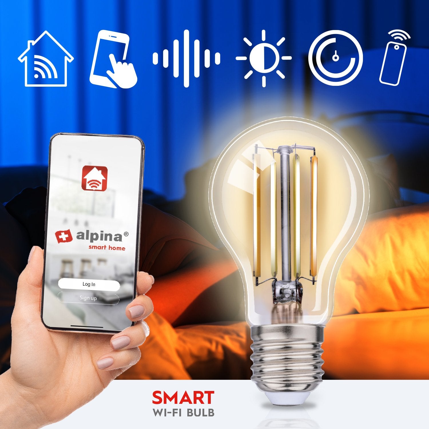 WiFi Smart E27 LED Filament Warm white 7W 806 lm