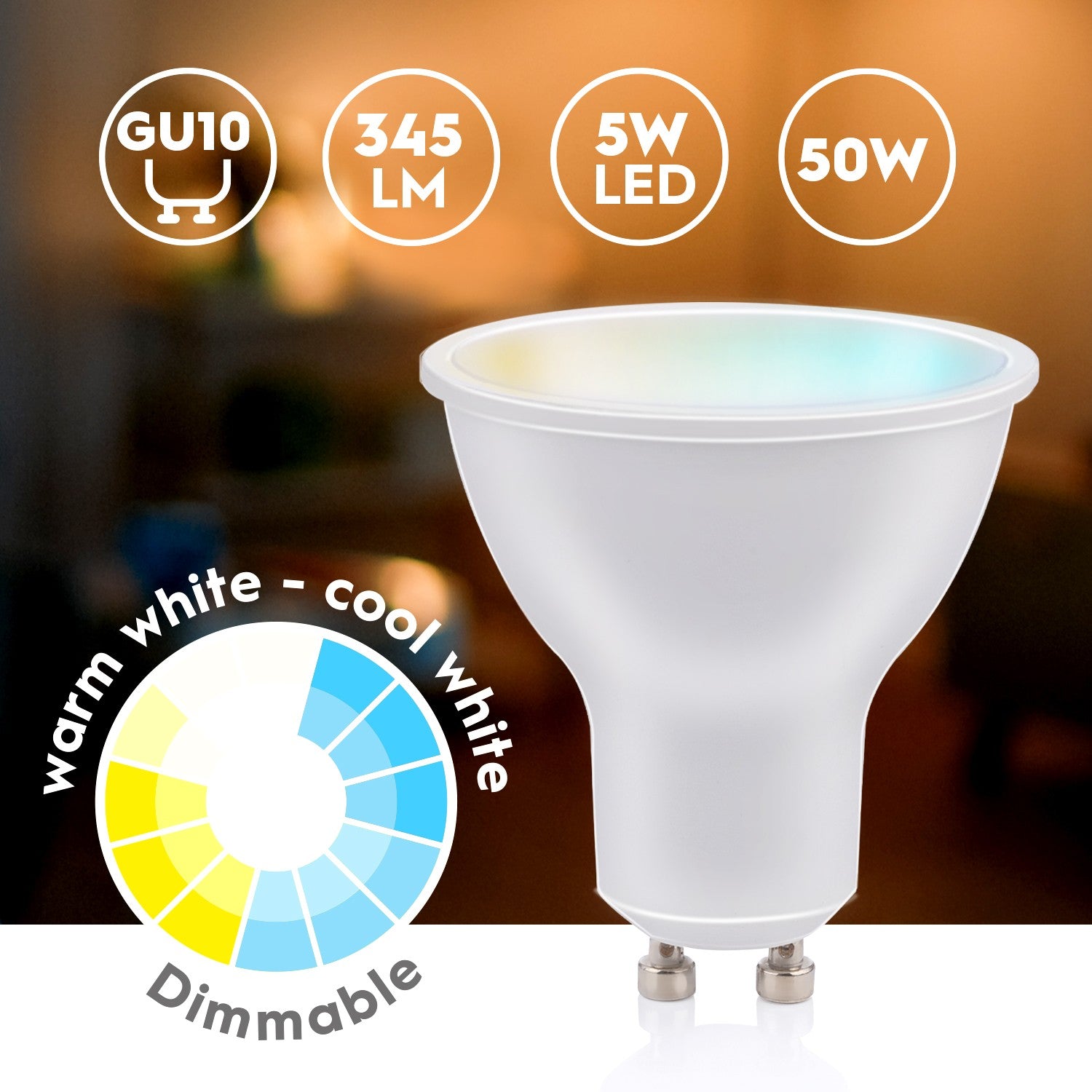 WiFi Smart GU10 LED Warm/Cool white 4.9W 470 lm