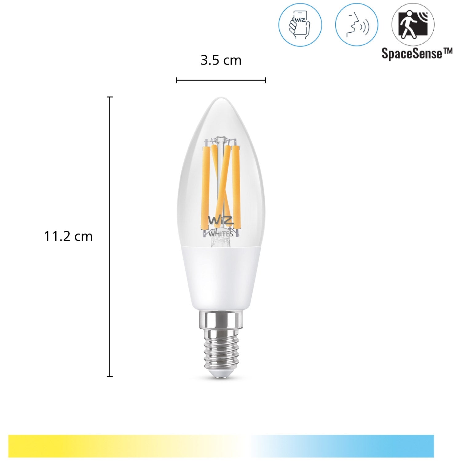 WiFi Smart LED E14 Krone 40W 470lm Filament Warm-cool white