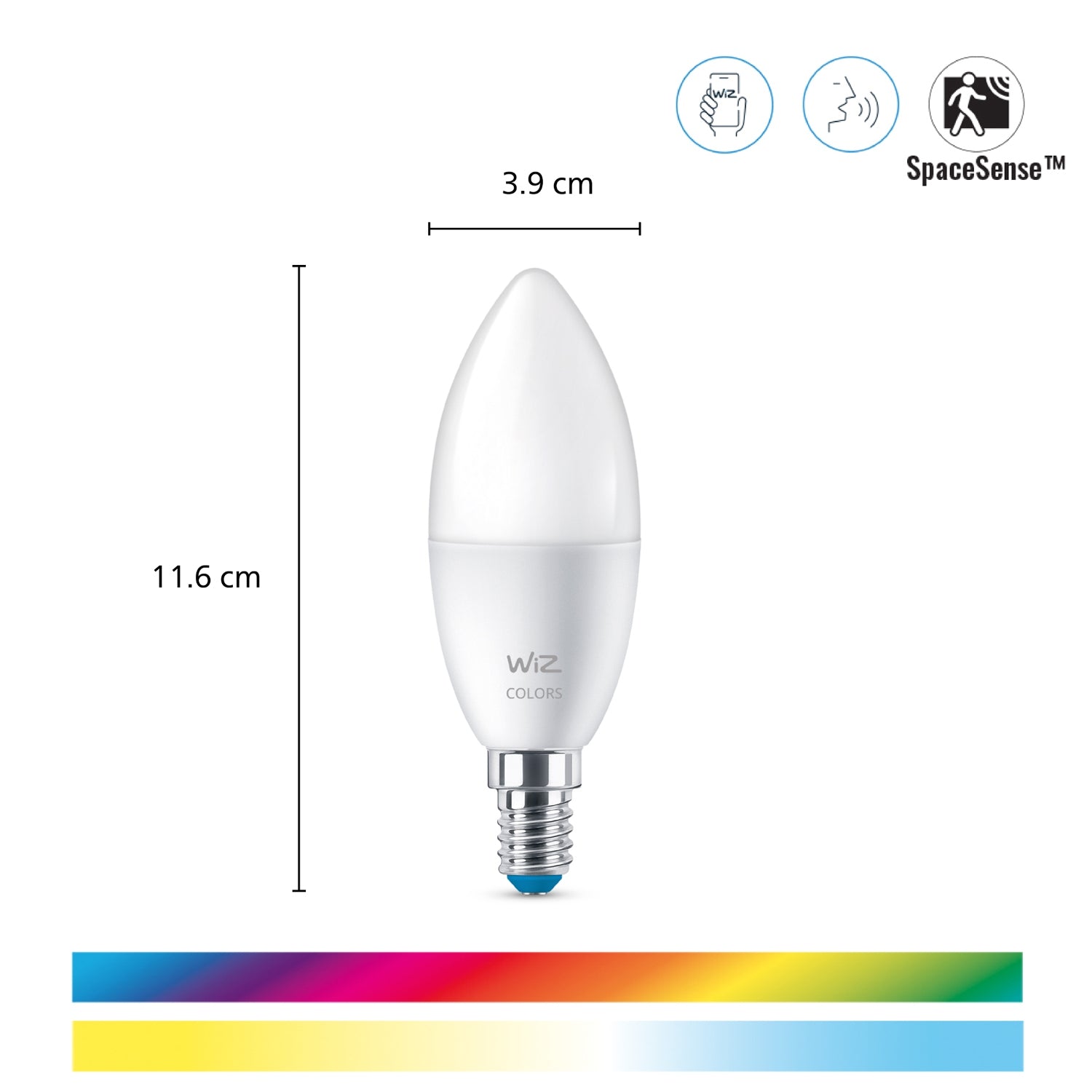 WiFi Smart LED E14 Krone 40W Color + Warm-cool white 470 lm 3 pack