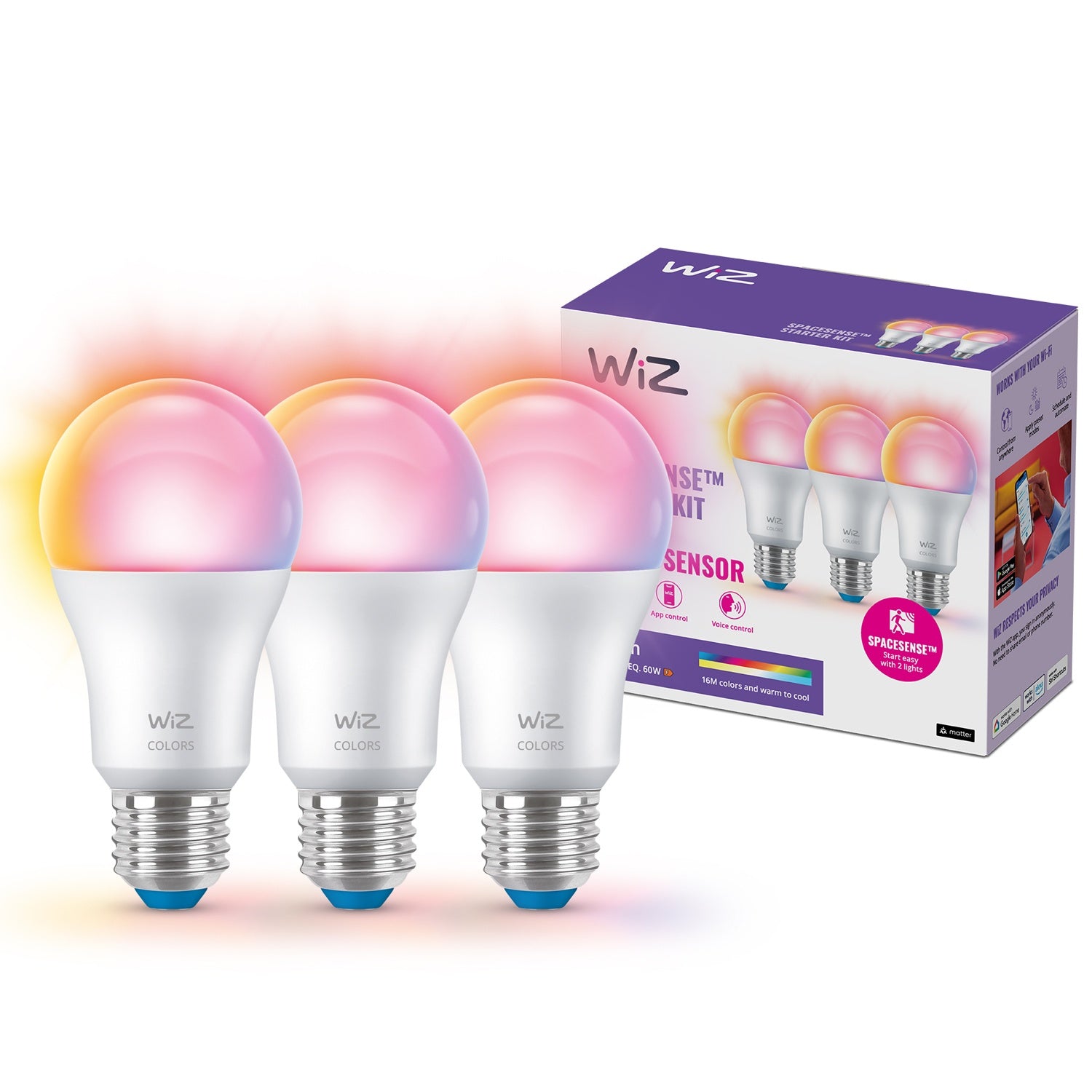 WiFi Smart LED E27 60W Color + Warm-cool white 3-pack