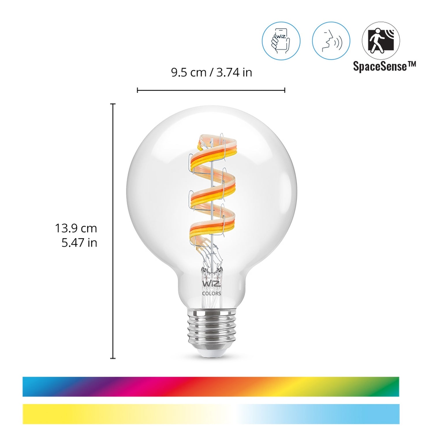 WiFi Smart LED E27 G95 40W Filament Color + Warm-cool white 470lm